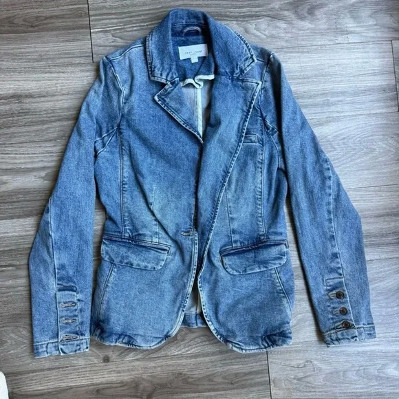Anthropologie Dear John Minah Denim Blazer Fitted Blue Denim Jacket XS - Picture 8 of 10